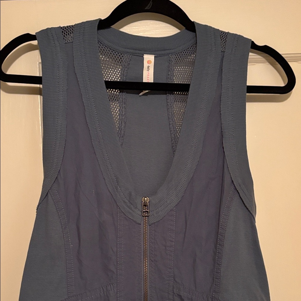 Anthropologie Slate Blue Sleeveless Zip-Front Midi Dress